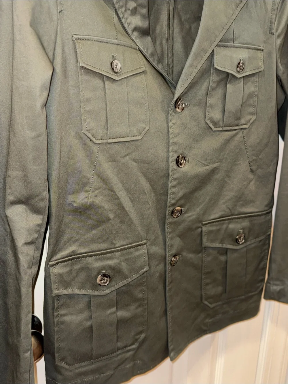 H&M Men’s Olive Green Military Field Safari Jacket 38R EU 48 Utility Coat